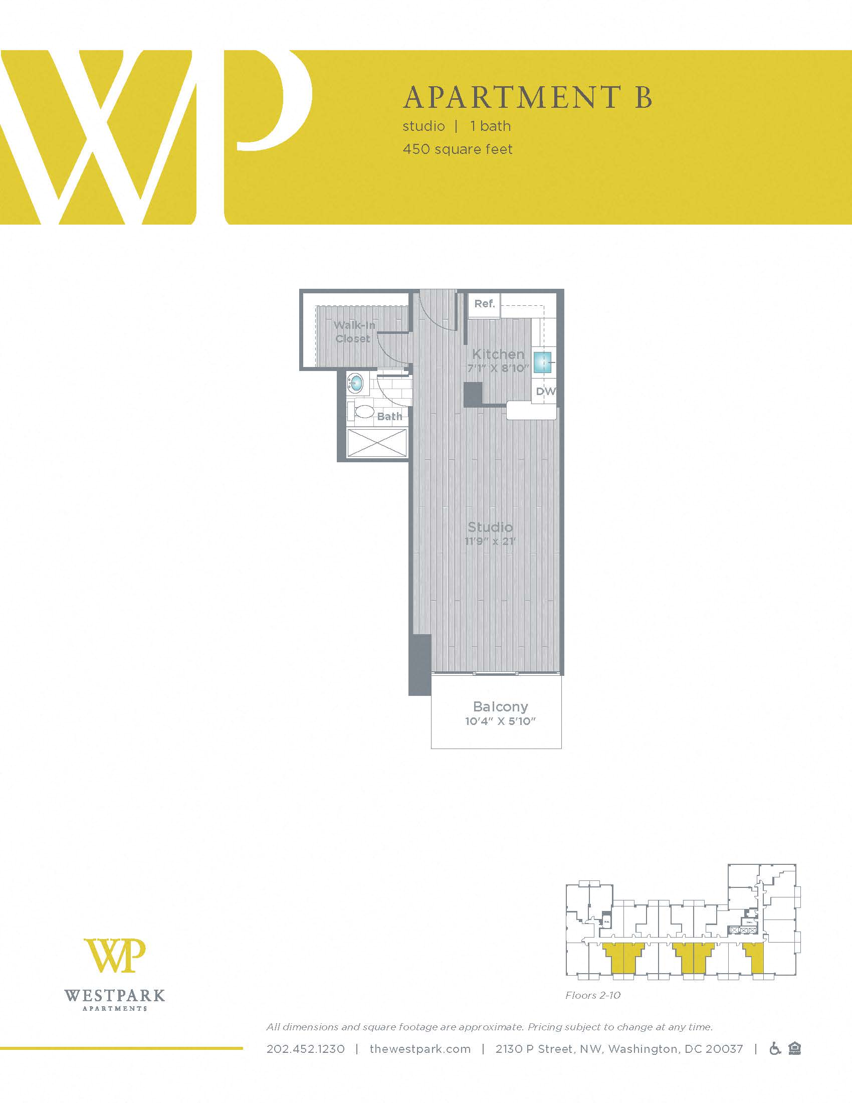 Floor plan for studio, 1 bath, 450 sqft